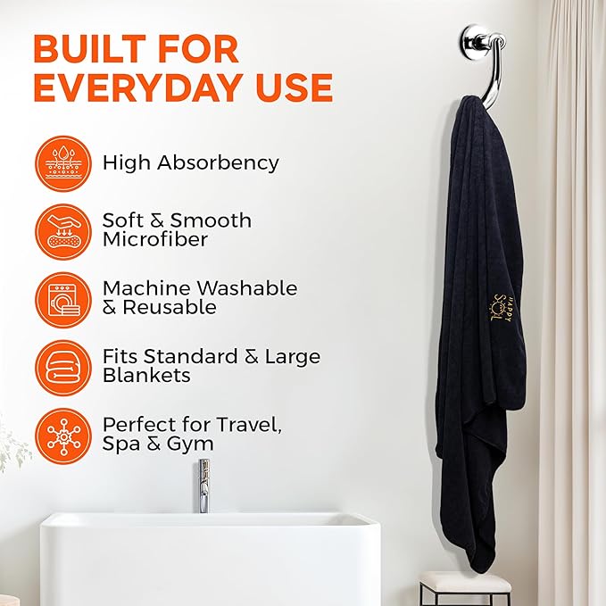 Sauna Blanket Towel Insert - Absorbent Insert for Sauna Blanket - Reusable and Machine Washable - 58"x70"- Luxurious Microfiber Material