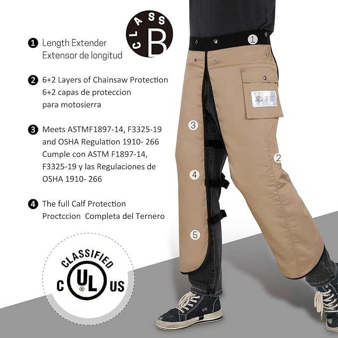 Chainsaw Chaps Apron Wrap 8-layer for Men/Women Loggers Forest Workers Protective Chain Saw Pants Adjustable