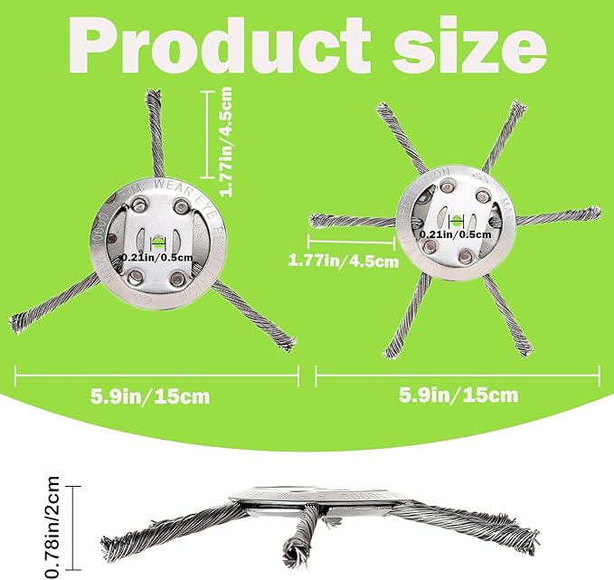 6 Inch Steel Wire Rotary Weed Brush Cutter Trimmer Head Weed Cutter Eater Blade for Moss Grass Rust Removal, Paving Stone, Pavement Joints or Driveway