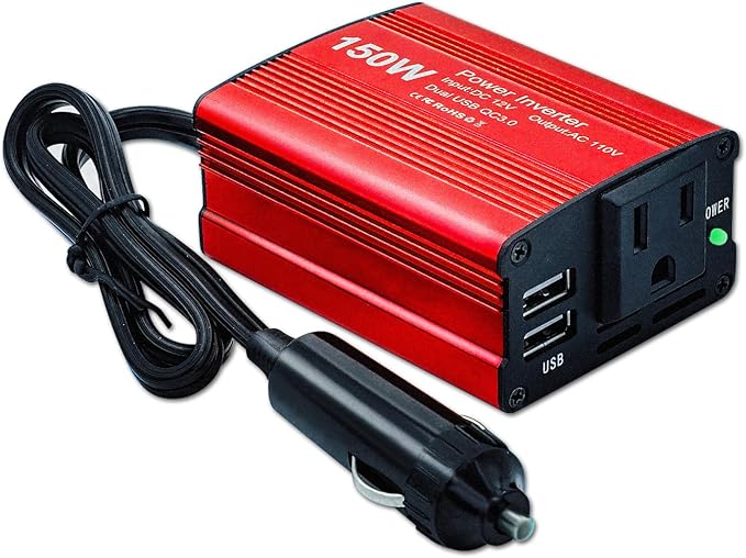 150W Power Inverter 12V DC to 110V AC Car Laptop Charger Fast Charger Converter with 2 USB Ports Car Laptop Charger, Car Adapter for Plug Outlet