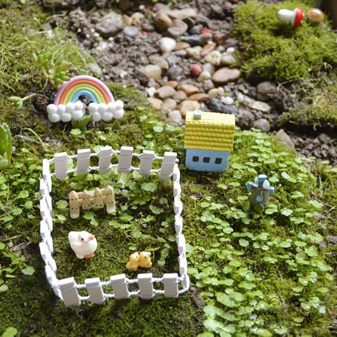 35 Inch 2-Pack Miniature Fairy Garden Fence Wood Decorative Ornament Fence for Dollhouse Succulent Plant Pot DIY Diorama Project Height 2 inch (White)