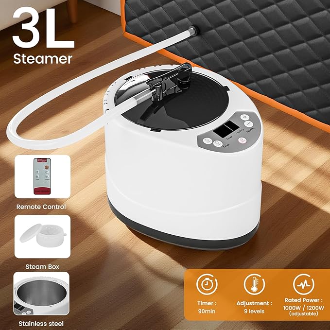 DoCred Infrared Sauna Box,Portable Sauna for Home, Upgraded Personal Steam Saunas with 3L Steamer, Folding Chair, Extra Large Size Foldable Home Sauna, Full Body Sauna Tent for Relaxation Spa