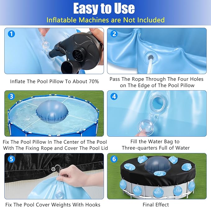 5Ft Pool Pillows with 16PCS Pool Cover Weights, Winter PVC Pool Pillows for Above Ground Pools with Pool Cover Weights for Support & Fix Swimmingpool Covers (5Ft +16PCS)