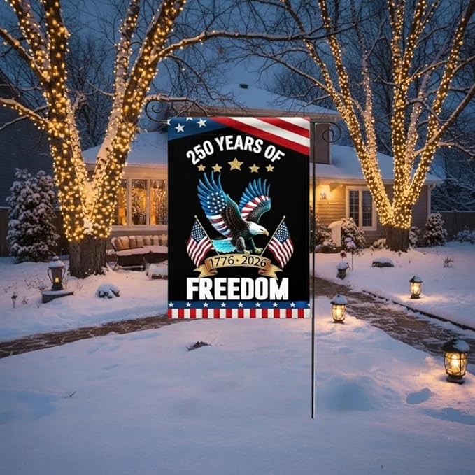 America 250 Years Garden Flag,250th Anniversary USA Double-Sided Cotton Linen Flags with Eagle Design,1776-2026 No Kings of Freedom(A_2.33 x 3.33 ft)
