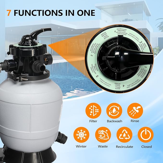 VINGLI Sand Pool Filter 12in Tank with A 1/2HP Pool Pump 115V,24H Timer Above Ground Inground Swimming Pool Pump with Filter Basket,Max 2642GPH