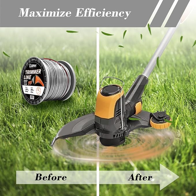 Cluparis 3-Pound Super Heavy Duty Trimmer Line .095-Inch-by-820-ft Square Pro Trimmer Line Spool 3-Component Tri-Extrusion Weed Eater String with Super Line Cutter