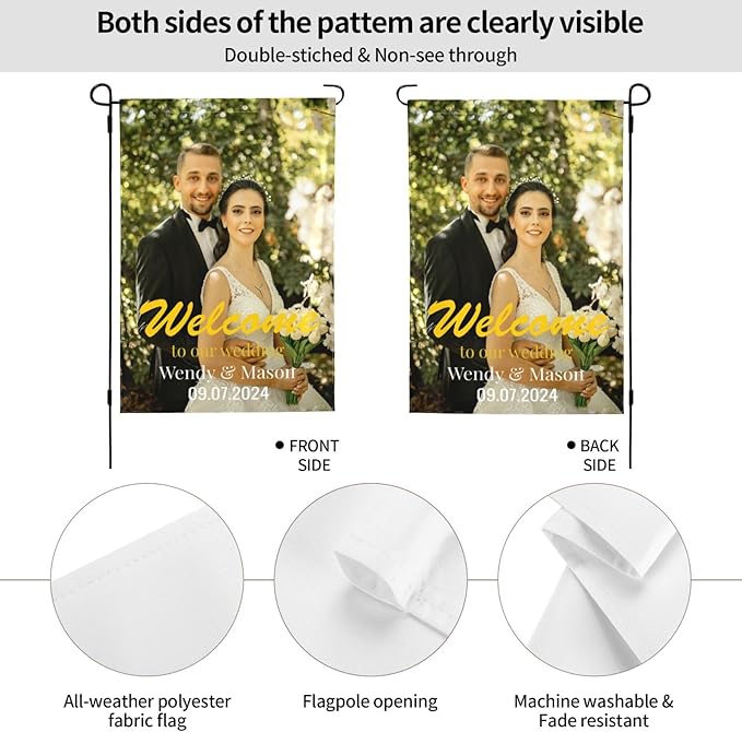 Custom Garden Flag Double Sides Personalized Garden Flags 12x18 Inch Customized Picture Logo Text Yard Flag Banner Signs for Outside Lawn Patio Garden Home Decorating Birthday Christmas Gift