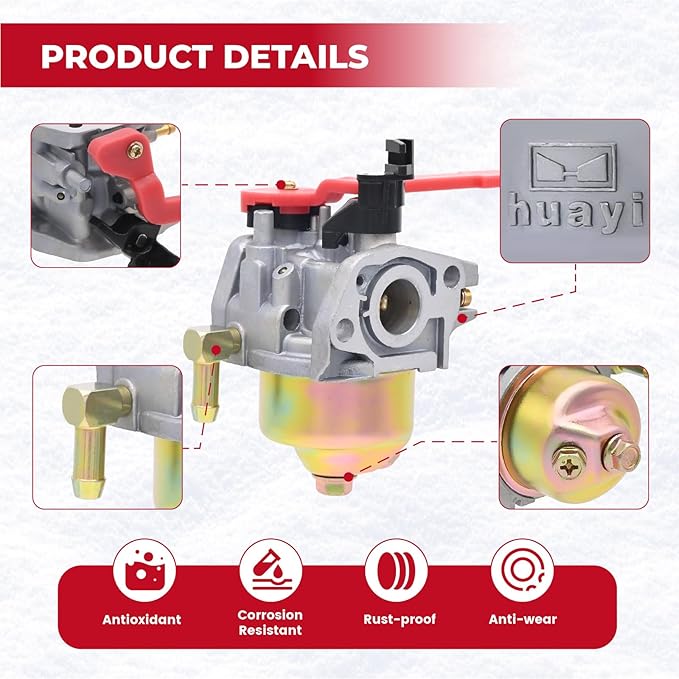 751-10956 951-10956 Carburetor for Troy Bilt Squall-2100 Squall-210 Snowblower Replace MTD Club Cadet 751-10956A 951-10956A Huayi 161SA 161S Engine with Primer Bulb
