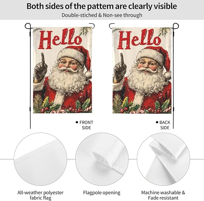 Santa Claus Garden Flag Vertical Double Sided Outdoor Yard Flags 12.5x18 Inch Burlap Banners Vertical Double Sided for Outdoor Decor Lawn