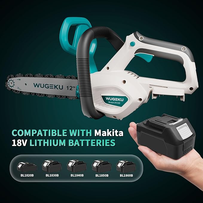 12" & 10" Electric Chainsaw Cordless, Tool Only for Makita Batteries, Brushless Battery Chainsaws - 4 x Chains, Auto Oiler, Tool-Free Chain Tension, Safety Lock(No Battery)