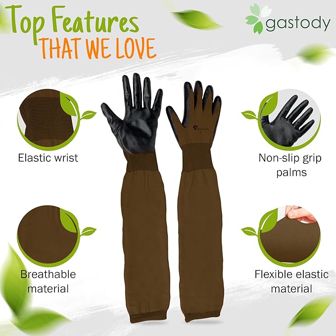 Gastody™ Long Sleeve Gardening Gloves Women and Men - Long Cuff Garden Gloves, Multipurpose Heavy Duty Outdoor and Indoor