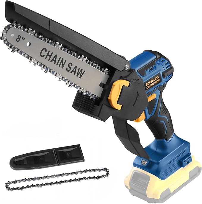 Mini Chainsaw for Dewalt 20V MAX Battery, 8-Inch Brushless Cordless Pruning Chainsaw, 24.6FT/S Fast Powerful Cutting, 4000RPM Electric for Wood Cutting(Battery Not Included)