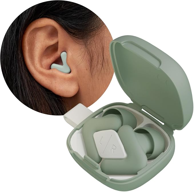 Alpine Silence Earplugs for Sleep, Focus & Travel - V-Shape Snug Fit & Soft Oval Tips – 4 Sizes XS/S/M/L - Comfortable, Reusable Hearing Protection - 22dB – Green