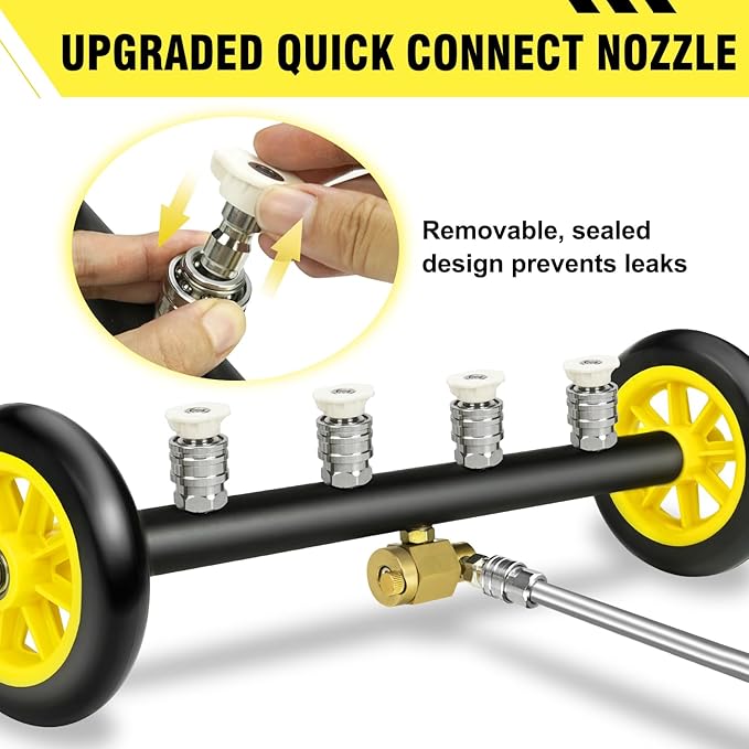 RAYNEL 16'' Pressure Washer Undercarriage Cleaner and Water Broom Attachment with 3 Pcs Extension Wands and 8 Nozzles - 4000PSI, 1/4'' Connector - for Electric and Gas Power Washers