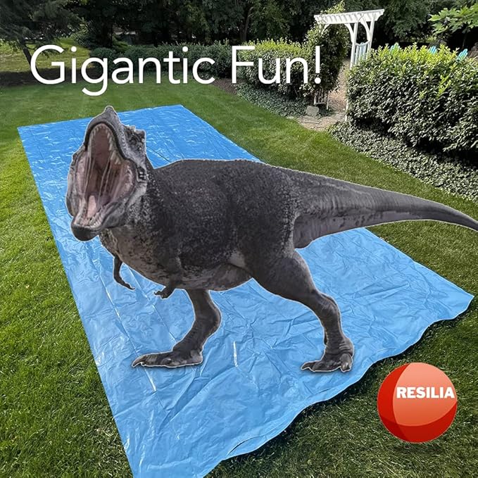 RESILIA - Super Slip Lawn Water Slide XL, 20 Feet Long x 6 Feet Wide, for Adults and Teens, Powder Blue with Hold Steady Stakes, Made in The USA