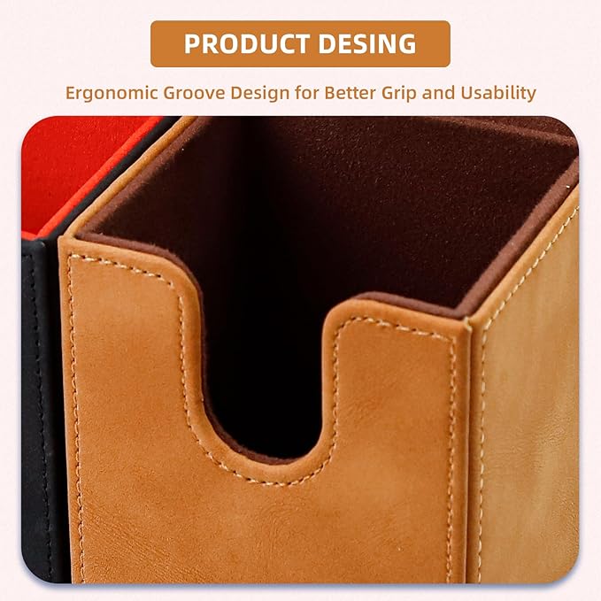 Magic Card Deck Box for MTG Single Deck Card Box fits 100+ TCG Sleeved Cards Soft Leather Card Box Top loading Card Boxes Magic Gift for MTG TCG CCG (Vertical,Brown)