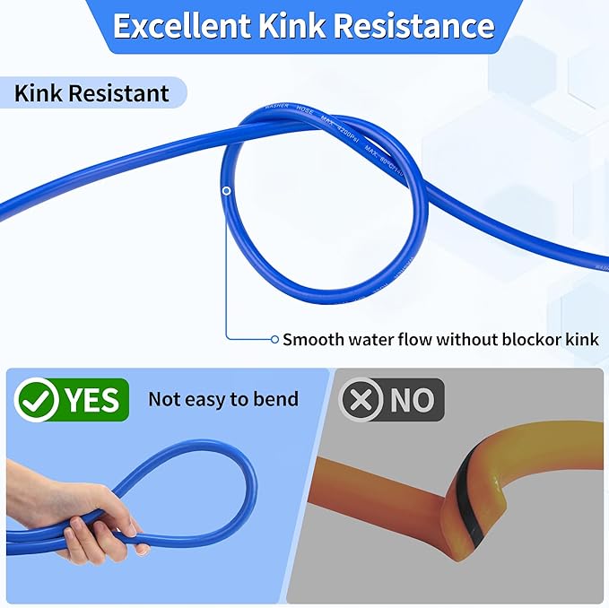 Pressure Power Washer Hose 100 FT x 1/4", Super Flexible Kink Resistant Car Washer Replacement with M22 Fittings & 3/8" Quick Connect Adapters for Ryobi Troy Bilt Flexzilla Greenworks & More, 4200PSI