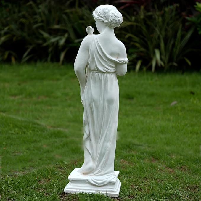 Outdoor Nymph Statues, 32Inch Garden Goddess Sculptures, Greek Mythology Roman Decor, Large Statues for Patio Yard Lawn Porch, Ivory (Nymph02-Ivory)