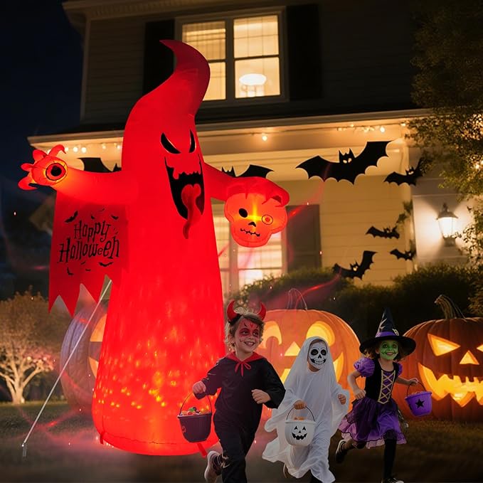 Halloween Inflatable Ghost Decoration, LED Color Changing Lights, Outdoor Yard Decor with Wings (8FT Casper The Ghost)