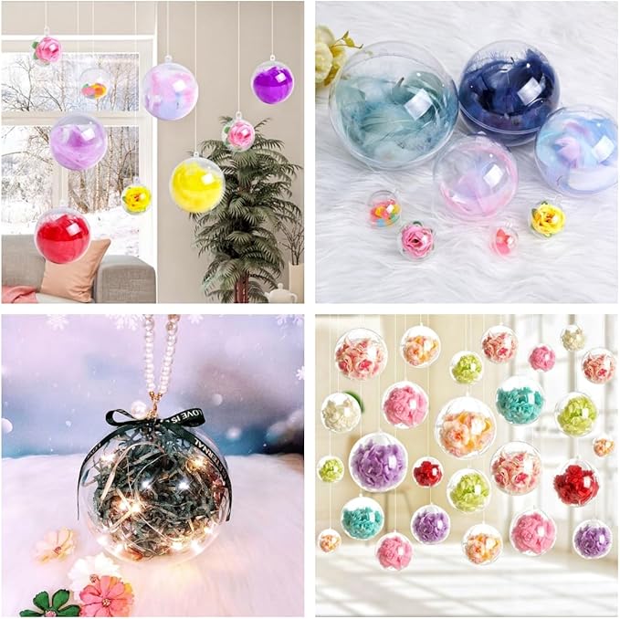 Acrylic Hollow Ball, Clear Plastic Fillable Ornaments Ball, DIY Clear Plastic Balls for New Years Present,Xmas Tree,Home Decoration,Wedding,Party (14cm/5.51inch,5pcs)