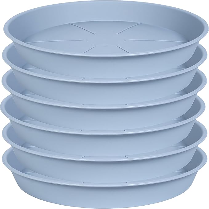 6 Pack of Plant Saucer Tray 11 12 inch, Heavy Duty Plastic Pot Plant Drip Trays Saucers for for Indoors Outdoor, Plant Water Tray for Planters 11-12" (12", Light Gray)
