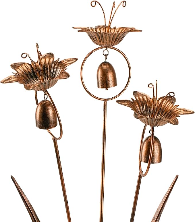 Metal Calla Lilies Flowers with Bells for Outside Yard Art Bronze Wind Chime