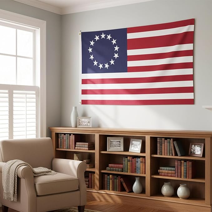Homissor Betsy Ross Flag 4x6 Feet Embroidered 13 Star American Flags for 250th Anniversary Heavy Duty Outdoor Colonies Banner for Outside