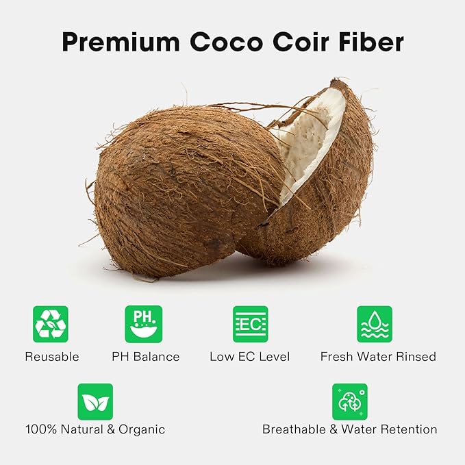 VIVOSUN Coco Coir Brick, 11lbs 100% Natural Organic Compressed Coconut Coir Fiber with Low EC, PH Balance & High Nutrition, Coconut Fiber Substrate, Coconut Soil for Plants