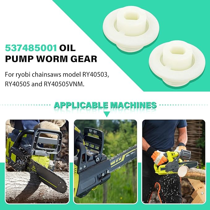 537485001 Oil Pump Worm Gear - for Ryobi Chainsaw RY40503, RY40505, RY40505VNM - 2 Pcs