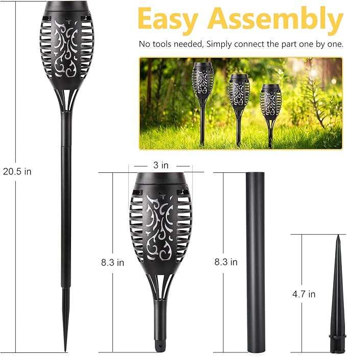 Toodour Solar Torch Flame Lights, 12 Pack Solar Lights Outdoor with Flickering Flame, Waterproof Solar Pathway Lights Landscape Decoration Lighting for Garden, Lawn, Yard, Outdoor Decorations - Blue