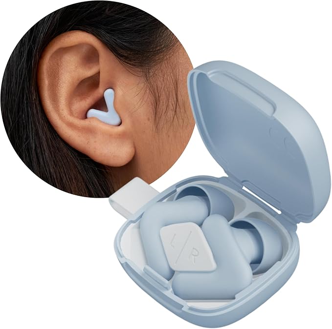 Alpine Silence Earplugs for Sleep, Focus & Travel - V-Shape Snug Fit & Soft Oval Tips – 4 Sizes XS/S/M/L - Comfortable, Reusable Hearing Protection - 22dB – Blue