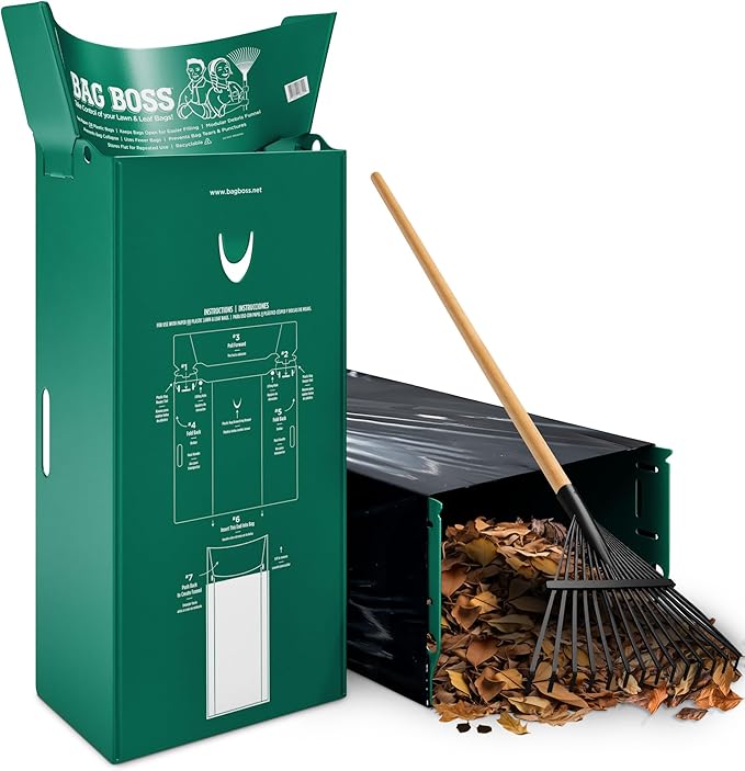 Lawn & Leaf Bag Holder Stand | Fits 33-55 Gallon Paper or Plastic Yard Waste Bags | Durable, Foldable Trash Bag Holder Stand