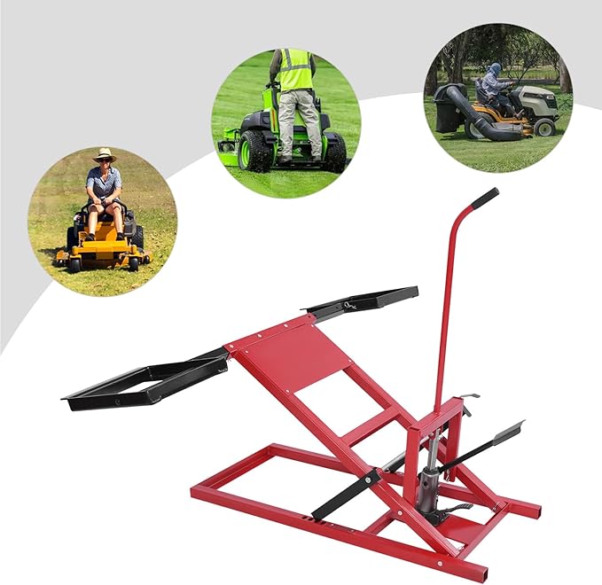 Hydraulic Lift Jack Adjustable Lawn Mower Lift for Lifting and Repairing Maintenance, Garden Tractors, All-Terrain Vehicles-Load 500lbs, 45 * 48.5 * 42in