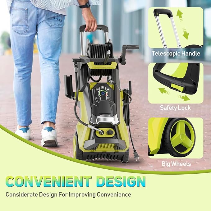 Pressure Washer Power Washer with Touch Screen, 5000PSIIMAX, 4 Quick Connect Nozzles and Foam Cannon, High Pressure Cleaning Machine for Cars Driveways Home Outdoor