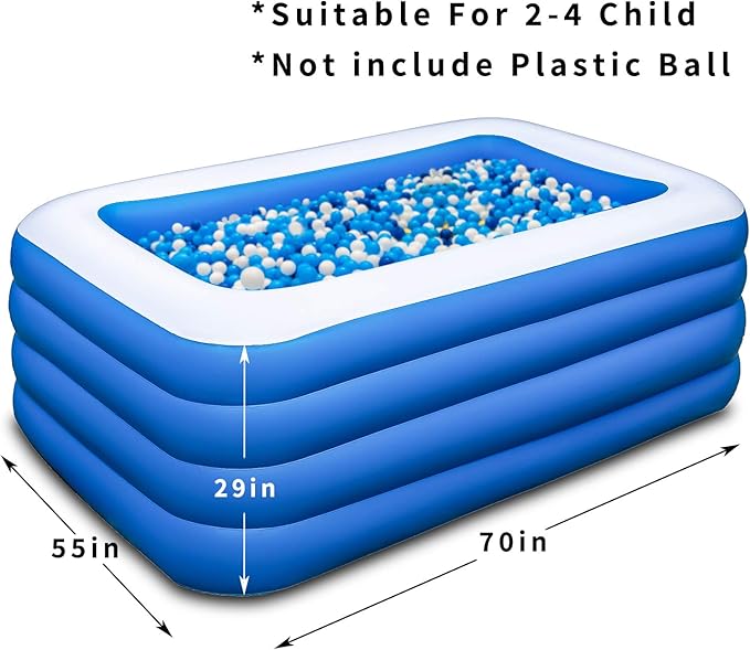 Inflatable Swimming Pool,70x55x29 inch Inflatable Family Swimming Pool, Summer Water Party, Adults, Outdoor, Garden, Backyard
