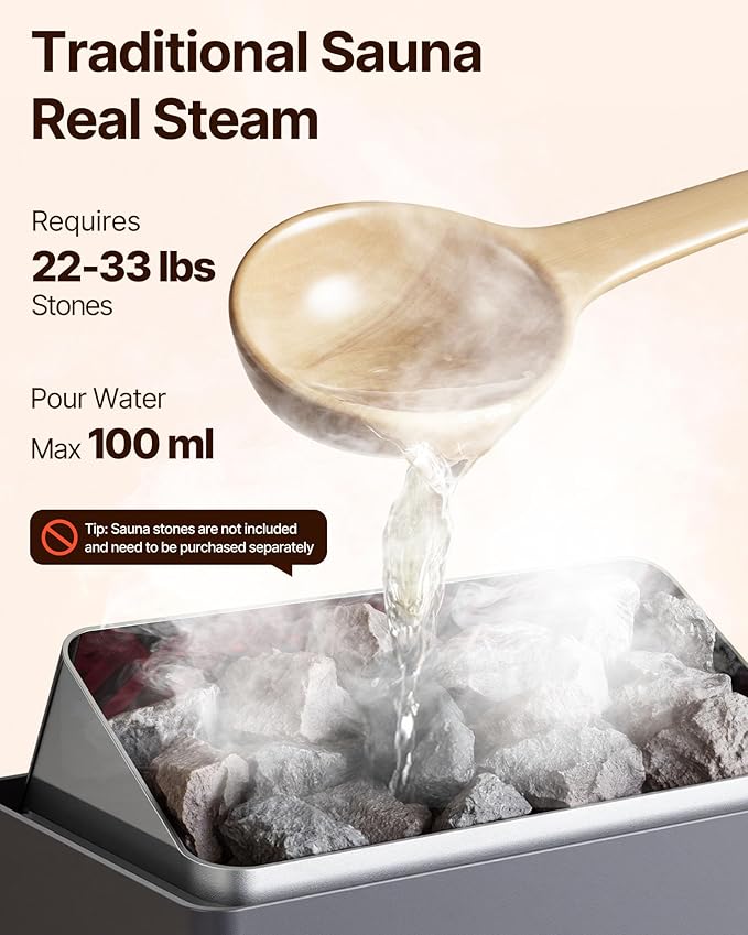 VEVOR 9KW Sauna Heater, Steam Bath Sauna Heater with Built-in Controls, Electric Sauna Stove, 3h Timer and Adjustable Temp for Max. 317-459 Cubic Feet, Home Hotel Spa Shower Use 220V FCC Certification