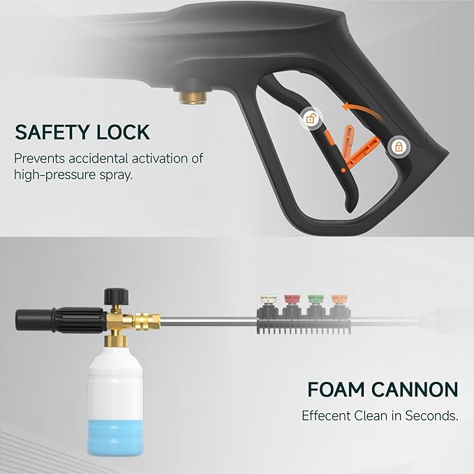 Giraffe Tools Wall Mounted Pressure Washer Plus with Upgraded 1800W Motor, Max 2900 PSI, 2.2 GPM Electric Power Washer with 100ft Retractable Pressure Hose for Car, Automatic Rewind, Any Length Lock
