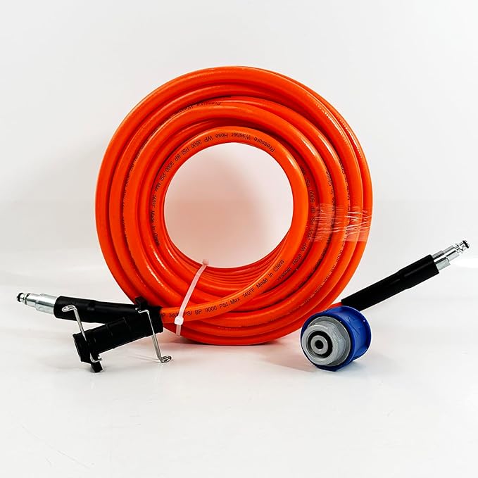 5800PSI/400Bar Ultra Flexible Pressure Washer Hose for Bosch Home Cleaning, 5M-30M High Pressure Extension Tube with Quick-Connect Adapter,(Red/Blue/Yellow/Green/Grey/Orange/Light Blue)(Orange,95FT)