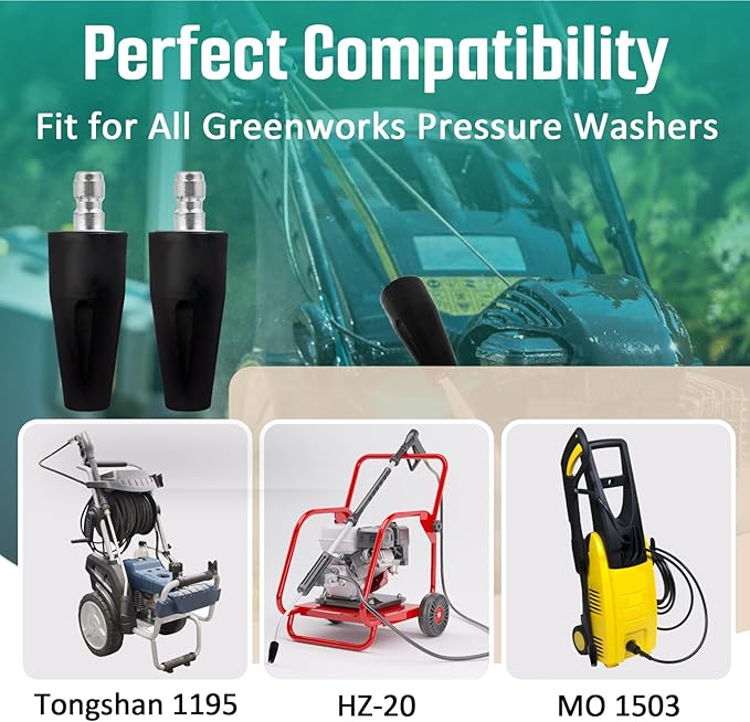 2 Pcs 2000 PSI Turbo Nozzle Pressure Washer Replacement for Greenworks 5201402, 1/4-Inch Quick Connect, Rotary Pressure Washer Nozzle