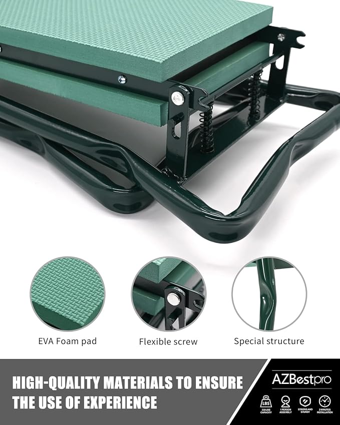 Garden Stool and Kneeler,Foldable Gardening Bench with Tool Bag Pouch EVA and Garden Gloves,Garden Kneeler and Seat Gardening Gift for Women Men