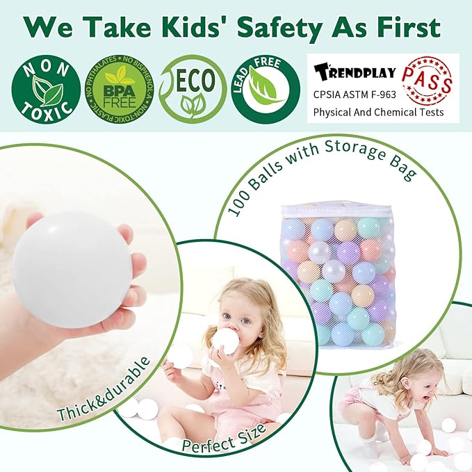 TRENDPLAY Plastic Balls for Ball Pits 2.2 Inch, Pack of 50 100 200 500 Hollow Balls, Perfect for Toddler Baby Pools,Party,Festival Decoration