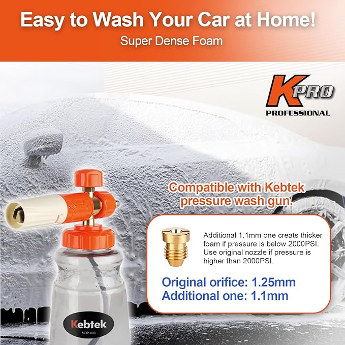 Short Pressure Washer Gun with Swivel 5200 PSI，Power Washer Gun Compatible with Foam Cannon - Car Wash Foam Gun-1/4 Quick Connector, with Nozzle Tips (MRP-003-A-spray Gun+Foam Pot)
