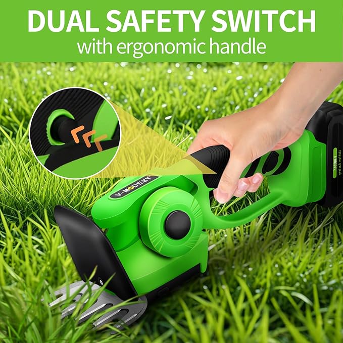 Cordless Hedge Trimmer with 21V, 2000mAh Battery, 2 in 1 Handheld Cordless Electric Hedge Trimmer, Grass Shear with Rechargeable Battery and Charger for Yard, Lawn