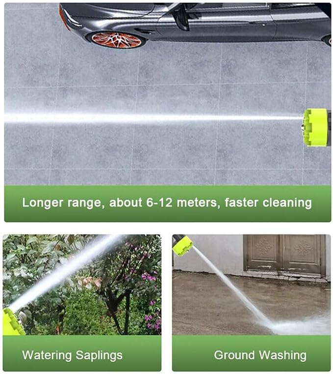 24V Cordless High Pressure Washer,Portable Power Washer with Rechargeable Battery 6-in-1 Nozzle,Handheld High-Pressure Car Washer Gun,2 Batteries,12M Long Range,Suitable for Car Washing,Farm Cleaning