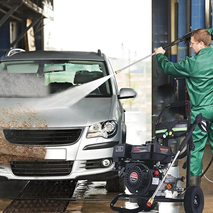 4200PSI Gas Pressure Washer 4.0GPM Gas Power Washer 212CC Gas Powered Washing Machine Commercial High Pressure Washer with 25ft Hose&5 Nozzles for Patio Garden Yard Vehicle,EPA/CARB/ETL (Black)