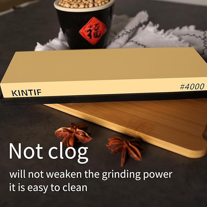 Knife Sharpening Stone Whetstone #4000 Fine Grit, Cuts fast, Strong grinding power, Splash and go, Not clog, Fine cuts Whetstone knife sharpener