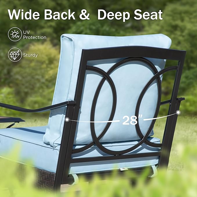 Rocking Patio Sofa Chairs - 2 PCS Outdoor Rocking Armchairs, Patio Seating with High Back Deep Seat for Porch Deck Balcony