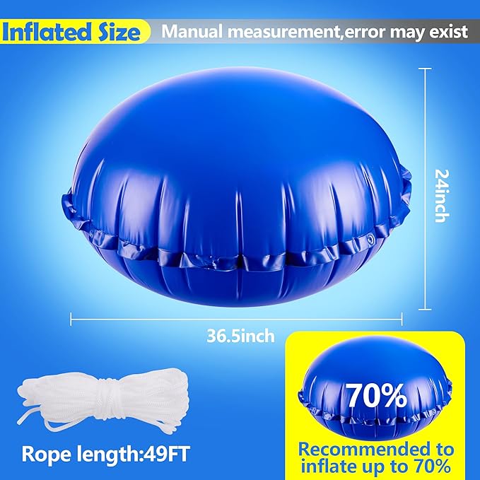 Sfcddtlg 2 Pcs Pool Air Pillows for Above Ground Pools- 4 x 4 Ft Round Winter Pool Cover Pillow- Ice Equalizer Air Pillow- Swimming Pool Winterizing Closing Pillow with Ropes for Support Pool Covers