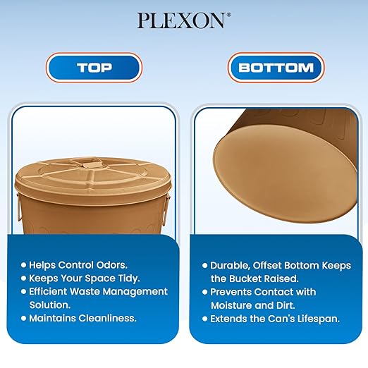 Plexon Large Metal Trash Can with Lid 20 Gallon, Decorative Outdoor Trash Can Heavy Duty Galvanized Metal Bucket with Lid for Garage Workshop Ash Storage Farmhouse, Copper 2 Pack