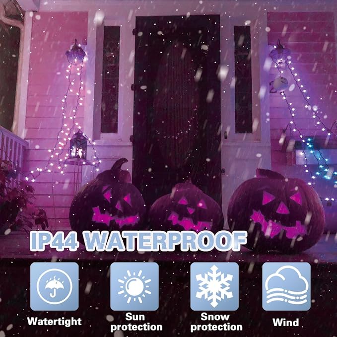 33ft Halloween Decorative Mini Lights, 100 LED Transparent Wire Fairy Starry String Lights Plug in, 11Lighting Modes, for Halloween Decoration Outdoor Xmas Tree Party Decoration (Purple)